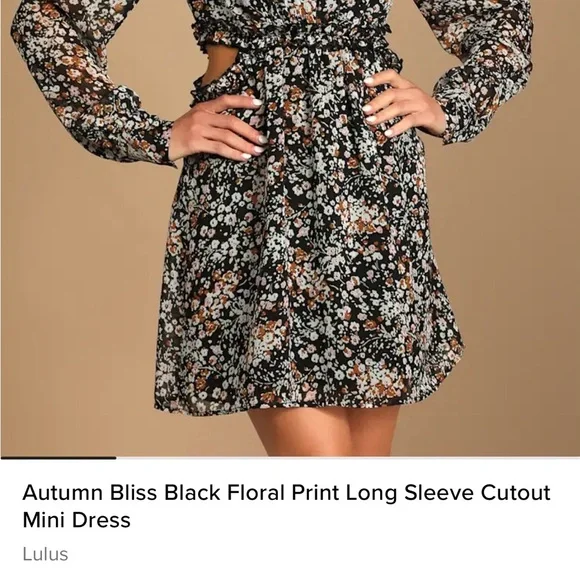 Lulu's Black Floral Long Sleeve Cutout Midi Dress - Picture 4 of 13